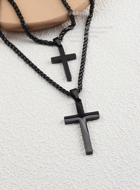 不锈钢长项链男女经典十字架项链
