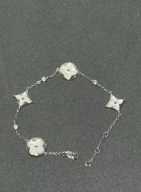 黄水晶四叶草吊坠925银镶嵌挂坠