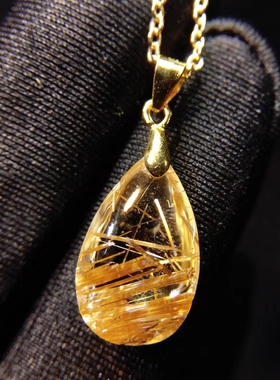 钛晶光面金发晶吊坠猫眼效应男女