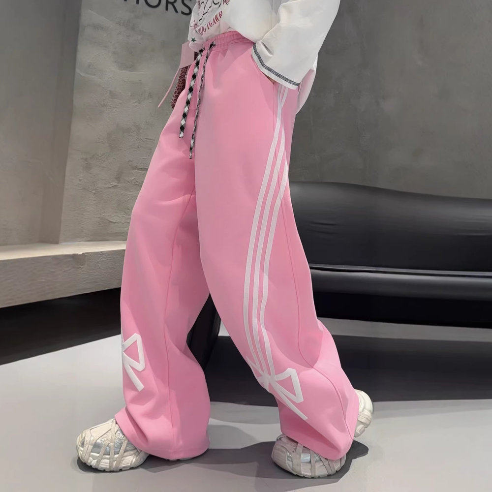 加绒时尚休闲运动直筒裤2025秋冬季新款蝴蝶结松紧腰长裤女弯刀裤,淘宝优惠券,粉丝福利购,淘宝优惠卷