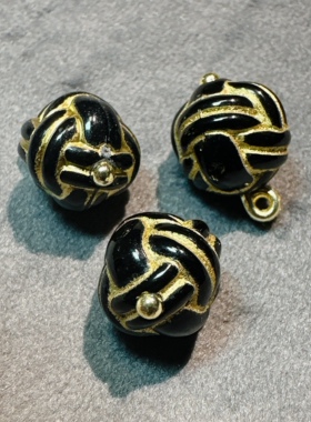 XITI国风服饰纽扣复古描金扭花圆形纽扣中国结蓝色10mm