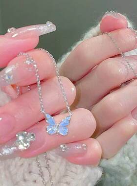 紫色星点项链蝴蝶蝶光紫藤花高级小众设计轻奢送女生礼物