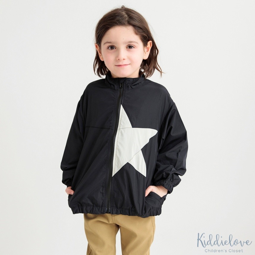 Kiddielove 日本代购 童装 Br.轻薄防雨处理星星拉链立领风衣外套 - 图1
