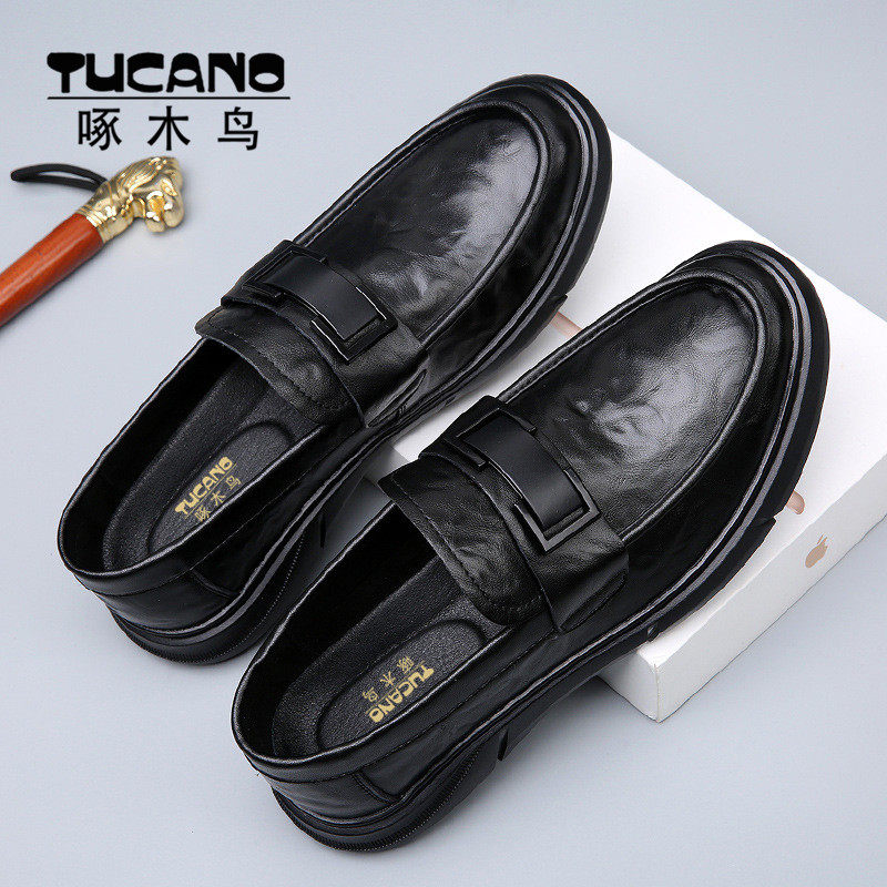 啄木鸟男鞋2023新款商务休闲豆豆鞋真皮软底一脚蹬驾车皮鞋男防滑,淘宝优惠券,粉丝福利购,淘宝优惠卷