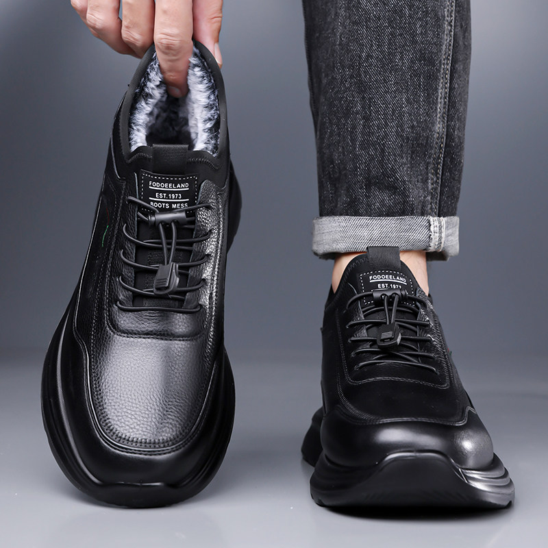 啄木鸟男鞋冬季加绒保暖真皮休闲皮鞋防滑软底一脚蹬中老年爸爸鞋,淘宝优惠券,粉丝福利购,淘宝优惠卷