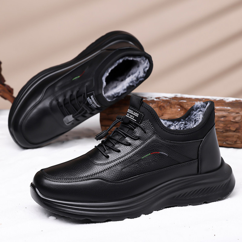 啄木鸟男鞋冬季加绒保暖真皮休闲皮鞋防滑软底一脚蹬中老年爸爸鞋,淘宝优惠券,粉丝福利购,淘宝优惠卷