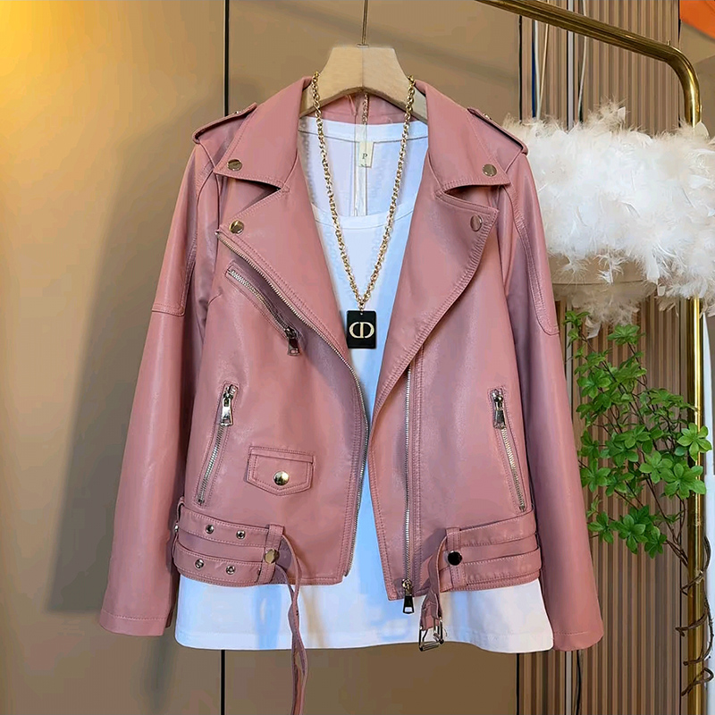 2025欧货秋季爆款高品质拉链翻领机车外套大码女装胖mm百搭打底衫 - 图0