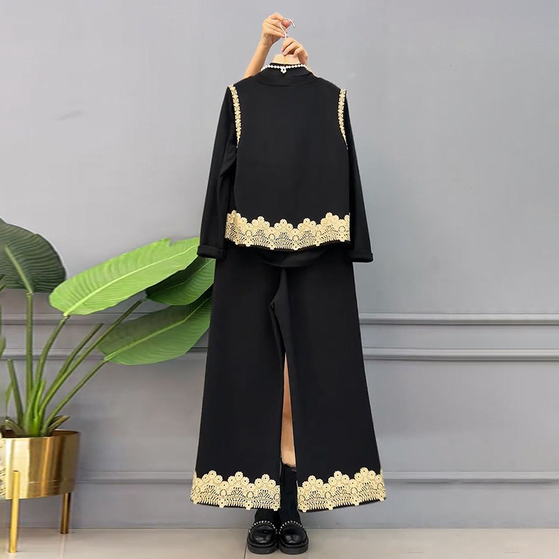 胖妹妹2026春季新款大码女装复古刺绣设计感内搭马甲裤子时髦套装,淘宝优惠券,粉丝福利购,淘宝优惠卷