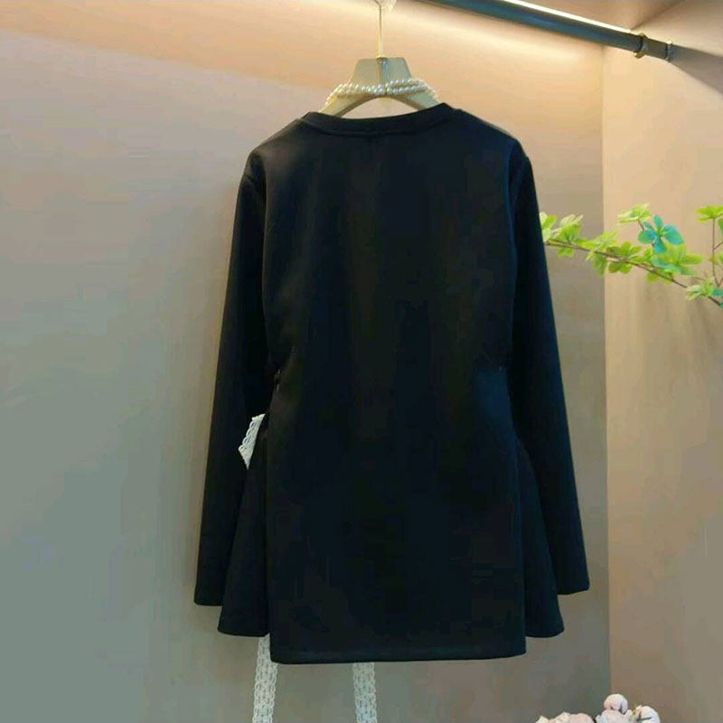 2026春季新款高级感钉珠蕾丝蝴蝶结长袖衫大码女装胖mm显瘦上衣女,淘宝优惠券,粉丝福利购,淘宝优惠卷