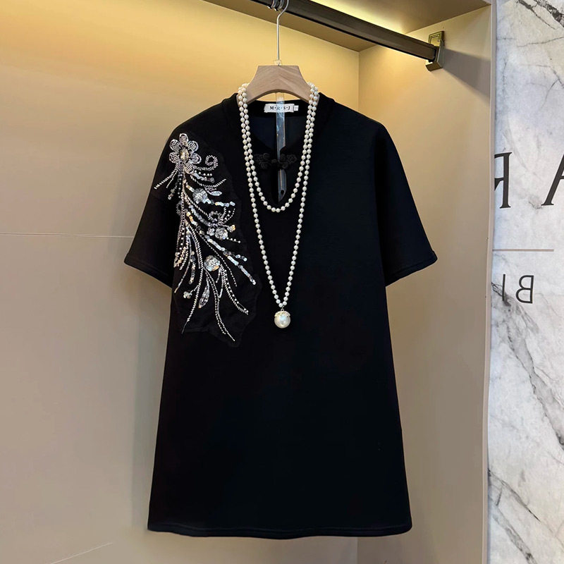 胖妹妹复古盘扣镂空重工亮钻花朵名媛风精致半袖上衣新款大码女装,淘宝优惠券,粉丝福利购,淘宝优惠卷