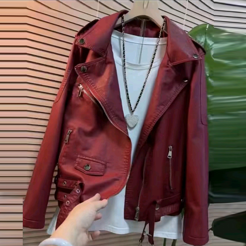 2025欧货秋季爆款高品质拉链翻领机车外套大码女装胖mm百搭打底衫 - 图3