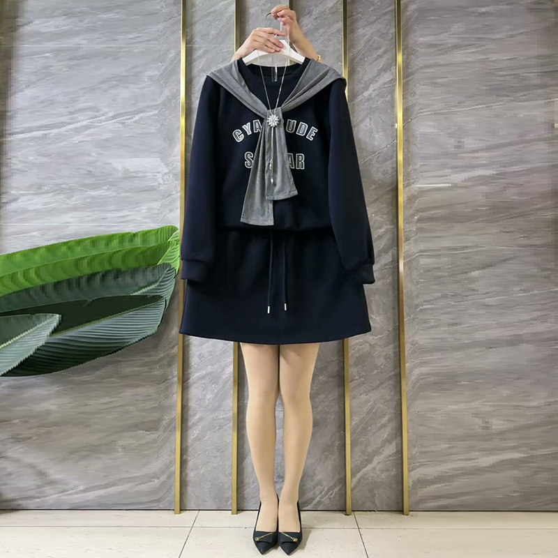 学院风大码女装披肩字母卫衣短裙两件套2026春季新款时尚显瘦套装,淘宝优惠券,粉丝福利购,淘宝优惠卷