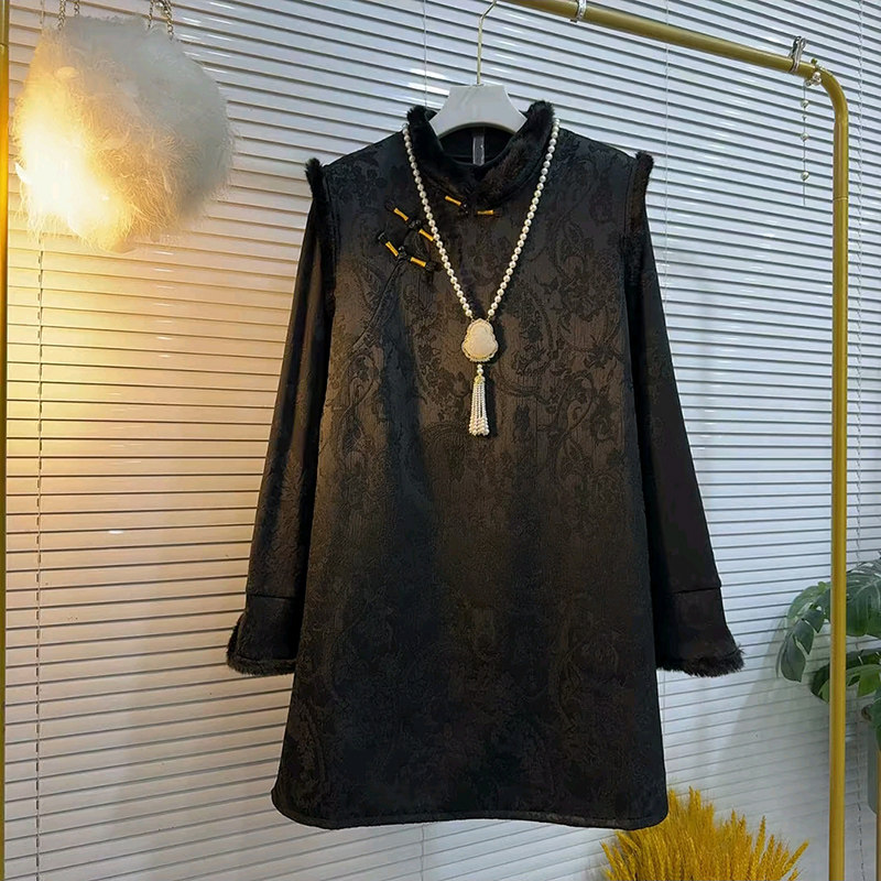 新中式大码女装盘扣马甲裙国风拼接打底衫两件套2025新款复古套装,淘宝优惠券,粉丝福利购,淘宝优惠卷