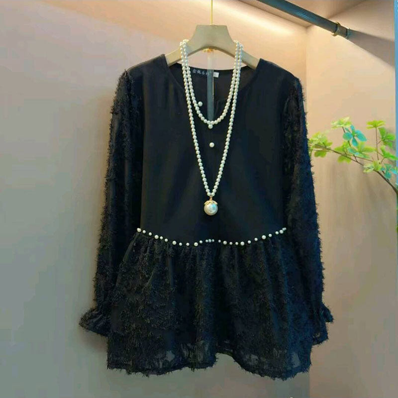 2026新款韩版撞色拼接精致重工钉珠洋气小衫大码女装胖mm遮肉上衣,淘宝优惠券,粉丝福利购,淘宝优惠卷