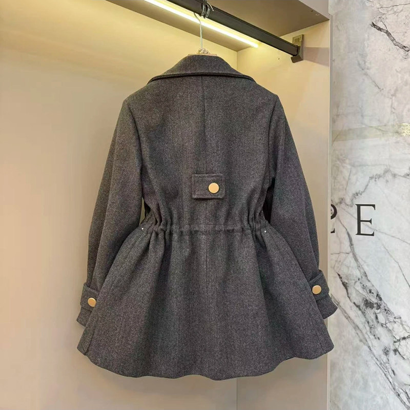秋季新款西装领抽绳收腰毛呢加棉保暖外套大码女装胖mm高级感上衣,淘宝优惠券,粉丝福利购,淘宝优惠卷
