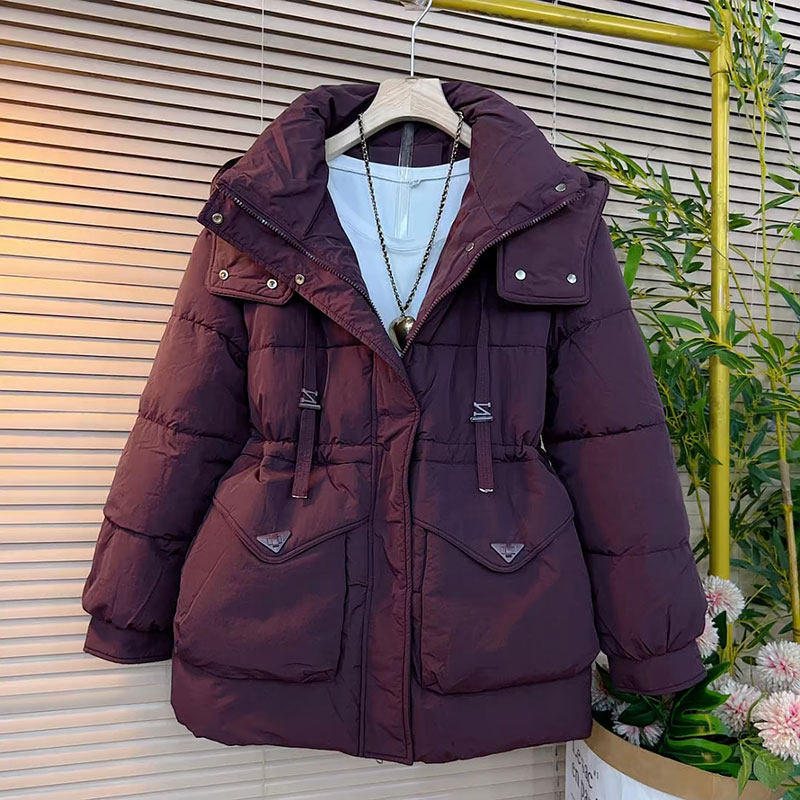 胖妹妹加大码时尚休闲百搭上衣纯色收腰连帽款加厚保暖棉服外套潮,淘宝优惠券,粉丝福利购,淘宝优惠卷