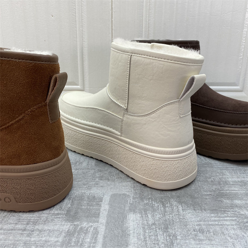 厚底增高舒适雪地靴断码处理真皮女靴2025冬季新款厚绒保暖棉短靴 - 图2