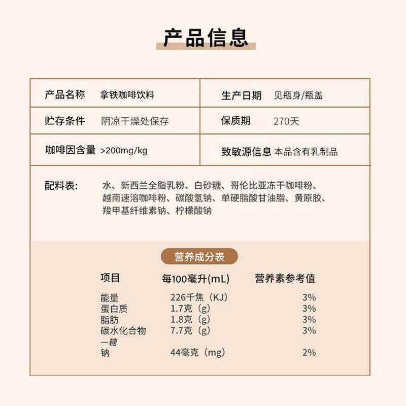 NEVERCOFFEE拿铁即饮咖啡饮料小蓝咖250mL*10盒整箱装速溶咖啡 - 图2