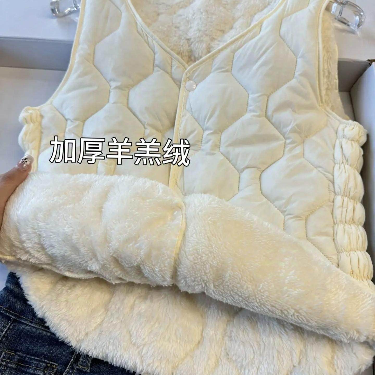 小红书爆款高品质马甲韩系外穿内搭加绒加厚羊羔绒上衣女保暖马夹 - 图0