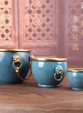 故宫缸黄铜米缸狮头缸双耳聚宝盆