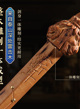 天然雷击枣木桃木天师七星剑