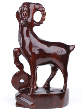 泰山慈航阁桃木大号红色生肖羊