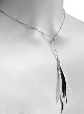 黑鸟羽毛男女通用可调节锁骨链