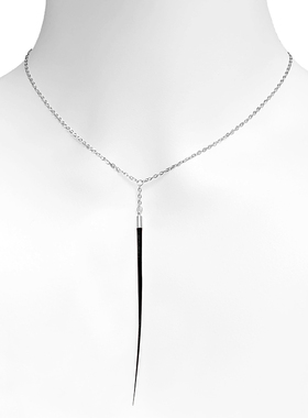 冷淡风锁骨链黑鸟羽毛杆子