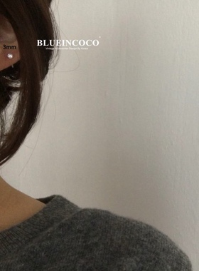 BlueInCoCo锆钻石纯银S925耳钉男