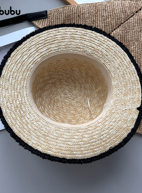 omububu平顶水钻麦秸秆草帽礼帽