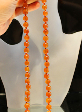 西洋古董珠宝欧洲回流二手进口银掐丝扣老红玛瑙玉髓女项链珠链