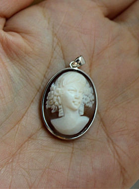 西洋古董珠宝首饰欧洲回流国外进口贝雕浮雕胸针吊坠项链坠cameo