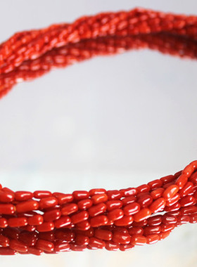 西洋古董珠宝首饰海外进口二手红红火火火14K红色宝石项链