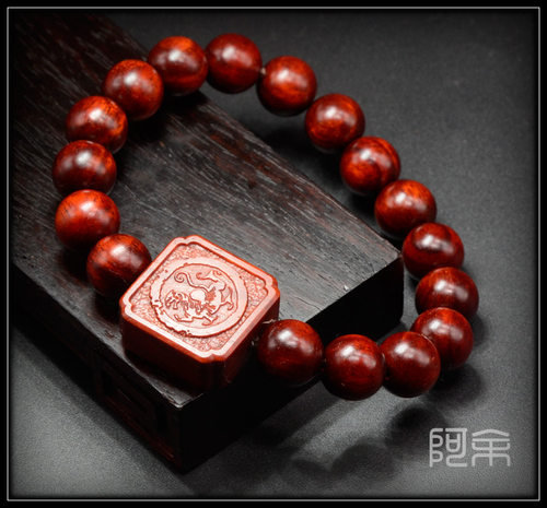 小叶紫檀手链男士版 缺金木水火土八卦补五行卦象 阿余原创手串 - 图1