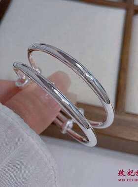 香港正生正品足银9999草莓蝴蝶结光面纯银手镯女宝宝婴儿满月周岁