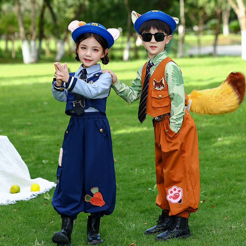 Girls Judy Rabbit Officer Three Piece Suit Summer Nick Disney Spring Autumn Men's Garden Birthday Dress Performance