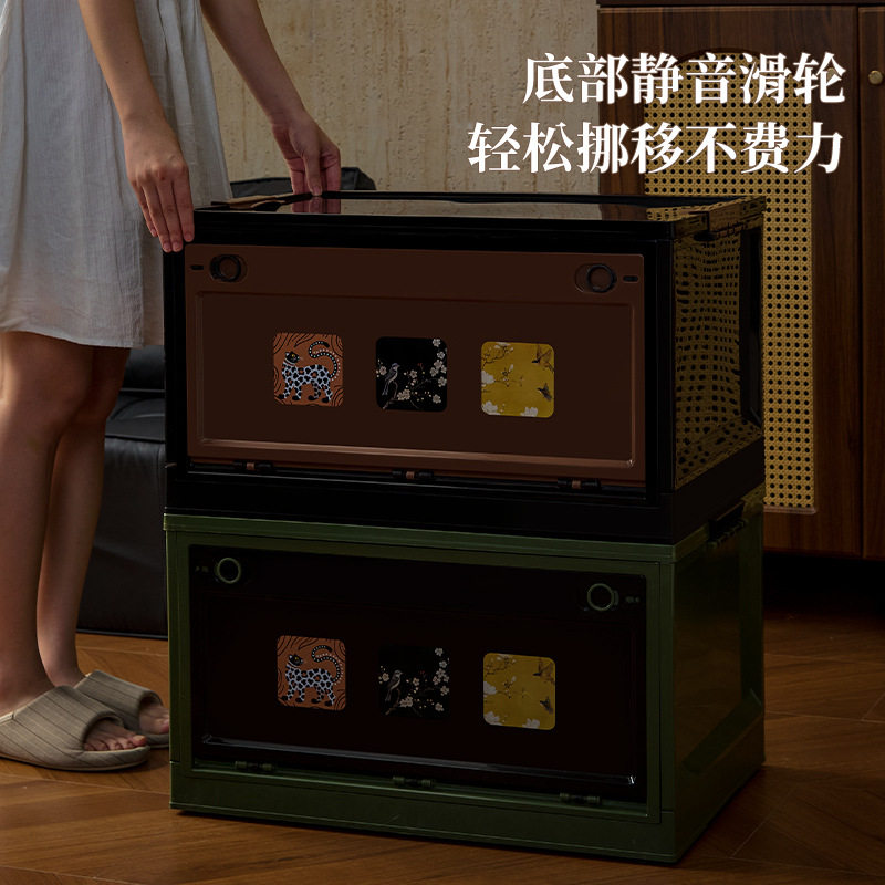 中古风高档防潮衣物整理箱家用可叠加玩具收纳箱大容量带轮,淘宝优惠券,粉丝福利购,淘宝优惠卷