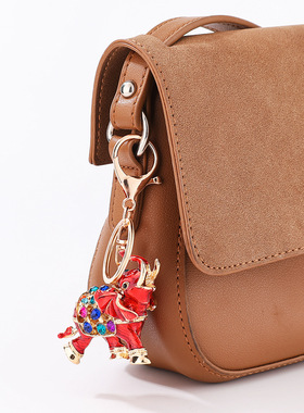 【JZ128】[工厂]热卖彩色大象钥匙扣旅游景点景区合金镶钻立体小