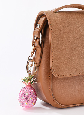 【JZ128】仿真菠萝钥匙扣镶钻女款包包挂件韩国创意手工饰品小礼