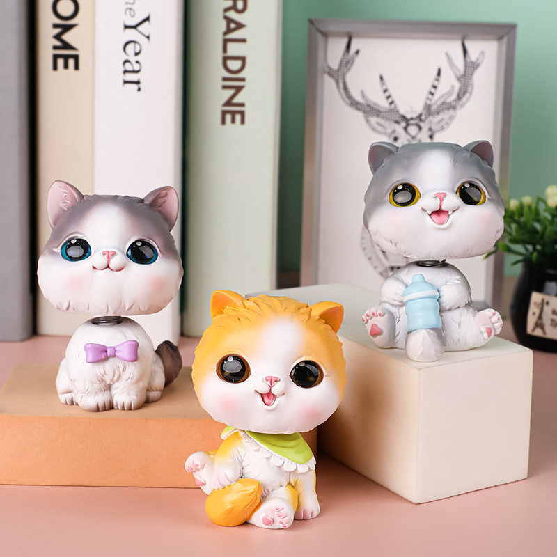 可爱萌宠猫咪摆件树脂摇头喵桌面装饰汽车内饰蛋糕装扮学生礼物,淘宝优惠券,粉丝福利购,淘宝优惠卷