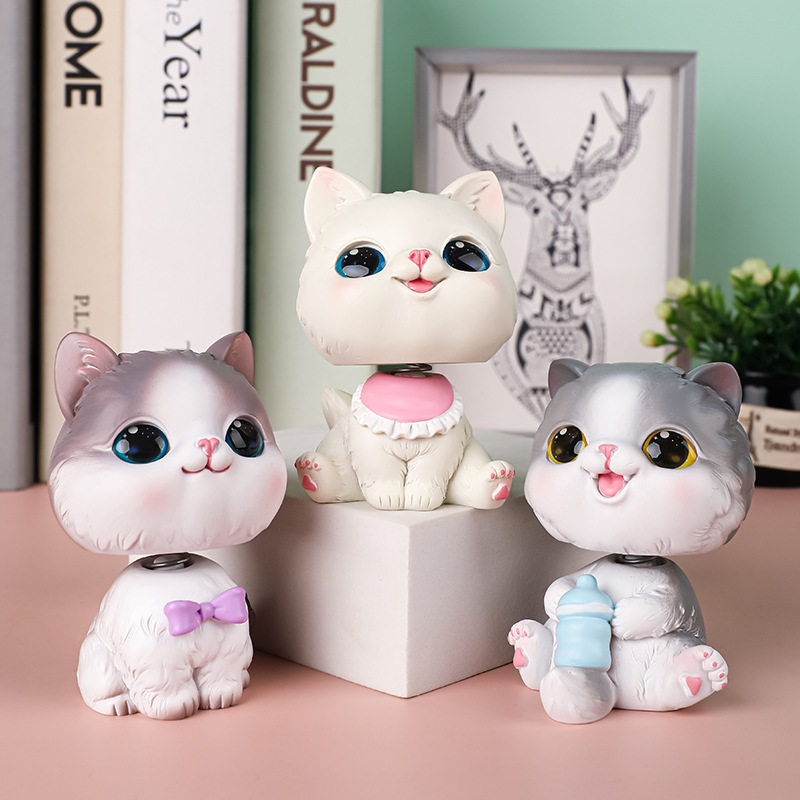 可爱萌宠猫咪摆件树脂摇头喵桌面装饰汽车内饰蛋糕装扮学生礼物,淘宝优惠券,粉丝福利购,淘宝优惠卷
