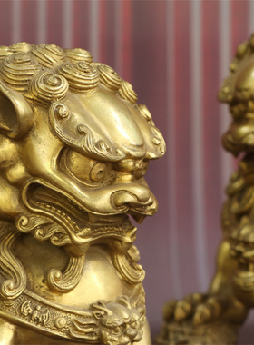 狮子摆件故宫北京狮黄铜