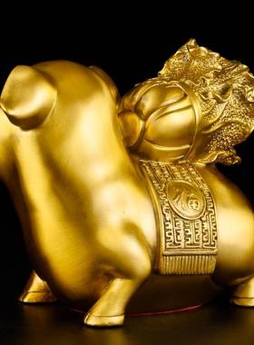 百财猪白菜猪金猪生肖摆件黄铜