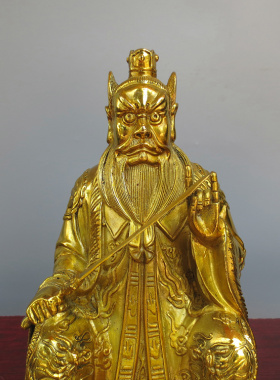 张天师张道陵执剑天师摆件黄铜