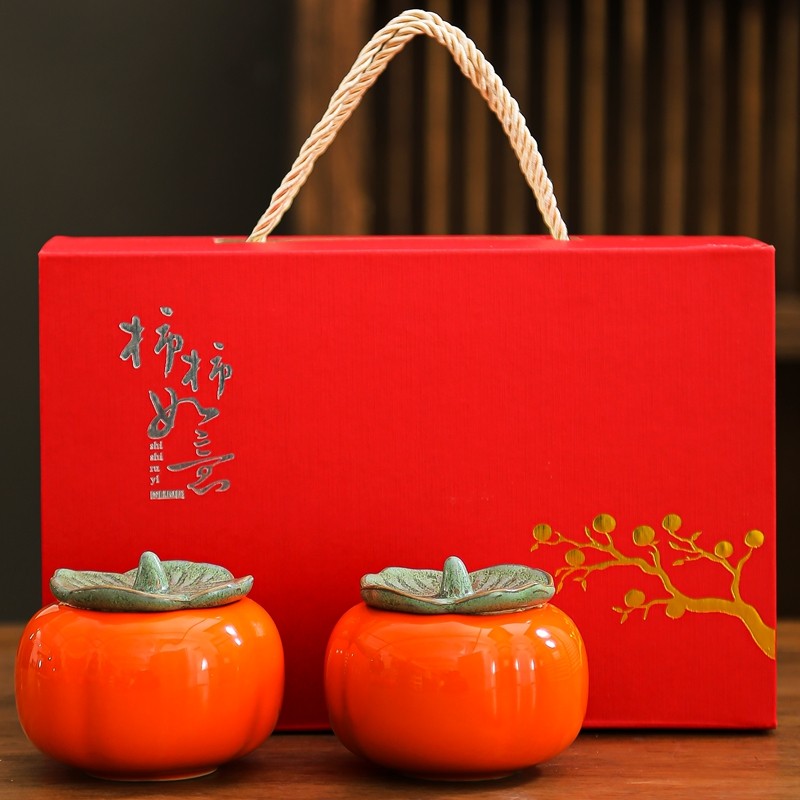 婚庆喜糖盒子喜糖罐柿子陶瓷茶叶罐包装礼盒事事如意摆件伴手礼品,淘宝优惠券,粉丝福利购,淘宝优惠卷