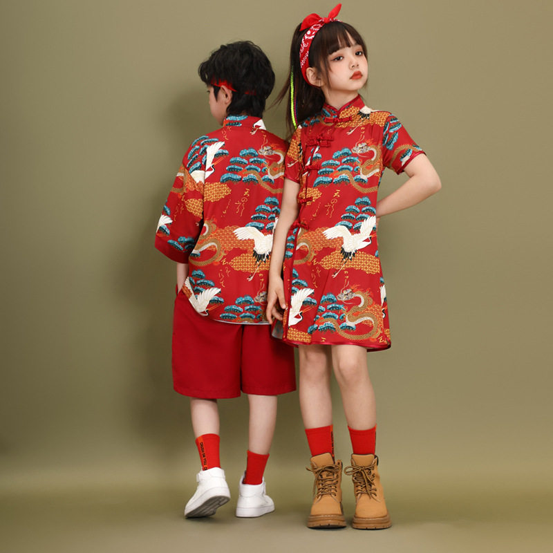 女童夏季汉服薄款2023新款男童中国风国潮班服女童民袍唐装潮,淘宝优惠券,粉丝福利购,淘宝优惠卷