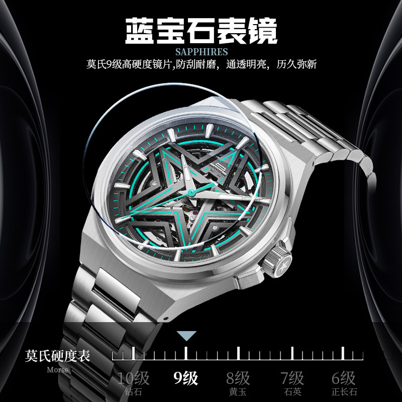 北京手表官方正品自动机械表2023年新品透底瑞士夜光礼物男士腕表