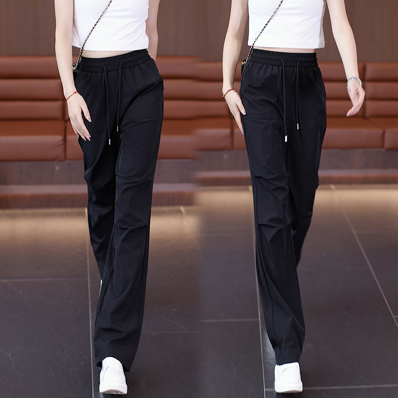 速干冰丝工装直筒裤女夏季2025新款高腰薄款休闲裤窄版防晒阔腿裤,淘宝优惠券,粉丝福利购,淘宝优惠卷