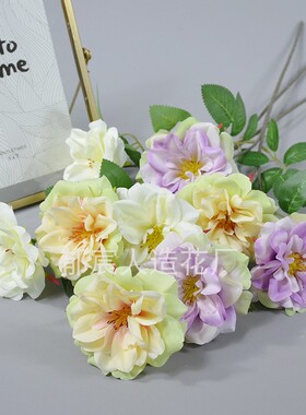 高端仿真3头莱菲玫瑰单枝婚礼