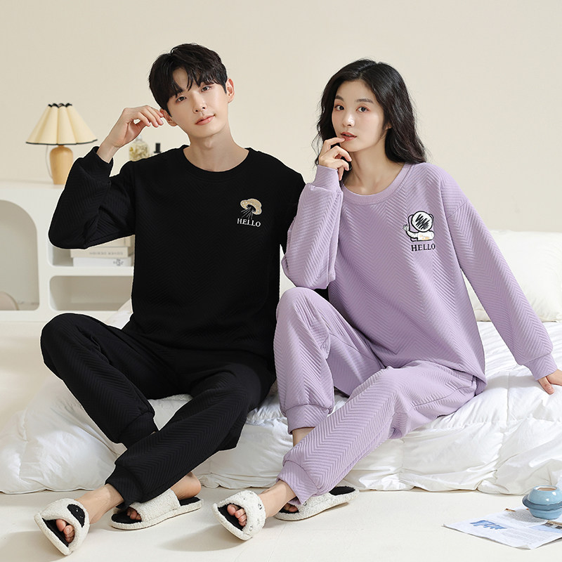 情侣睡衣秋冬款大码长袖男士加厚保暖夹棉灰色卡通秋冬季家居服女,淘宝优惠券,粉丝福利购,淘宝优惠卷
